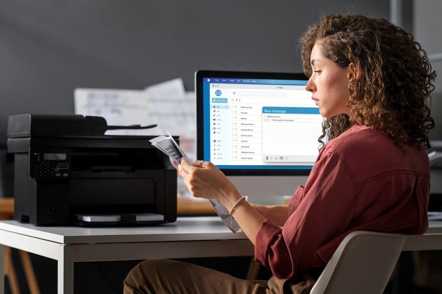 Woman is checking dark sides of Copier Leasing
